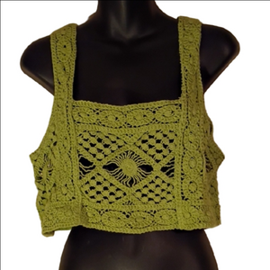Zara Green Crochet Crop Top. Size Medium. Great For Spring Break!